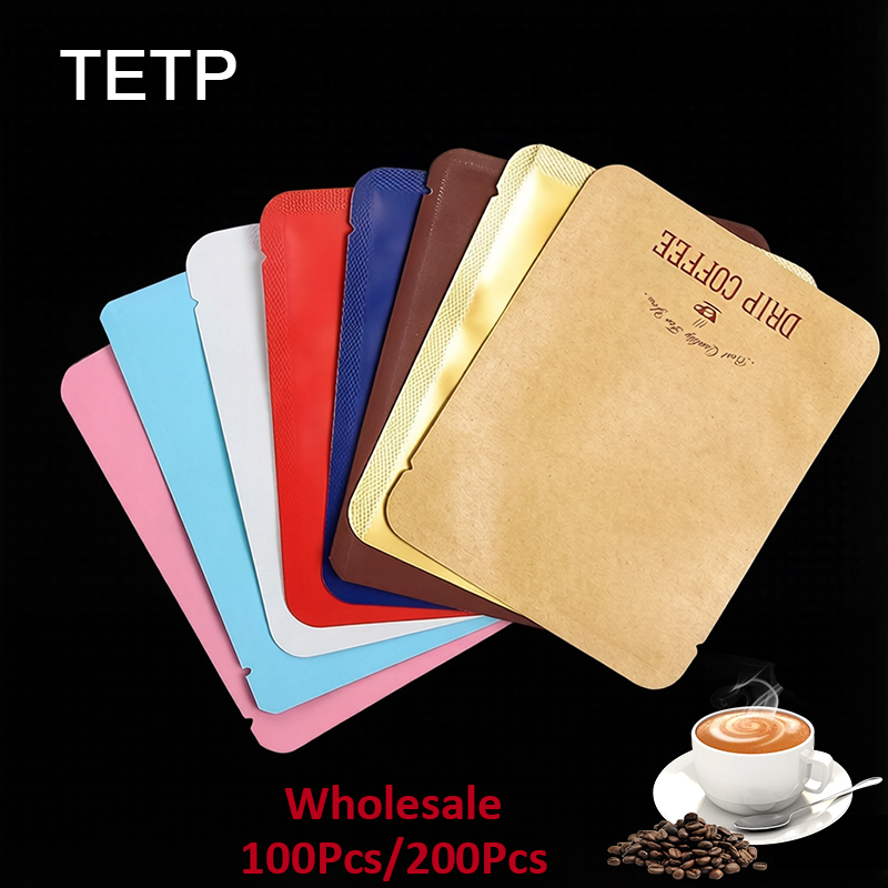 Coffee Equipment Travel Bag - TETP 100個/200個入り ドリップコーヒーバッグ アルミ箔 耳付き ヒートシール