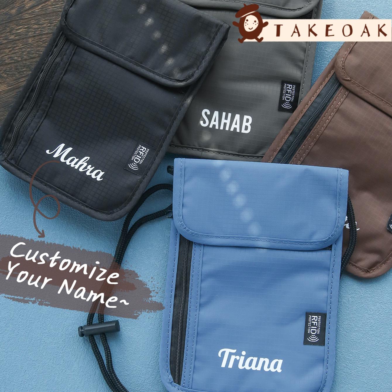 Coffee Equipment Travel Bag - カスタムネームRFIDブロッキングネックポーチパスポートバッグ、抗放射線ナイロン製トラベルネックウォレット、ポータブルクロスボディIDカードホルダー