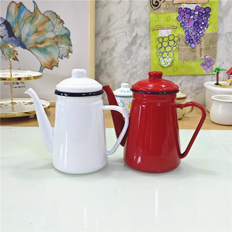 エナメル1.1Lコーヒーポットオイルポットミルクティーエナメ - Milk Steaming Pitcher のレビューと価格