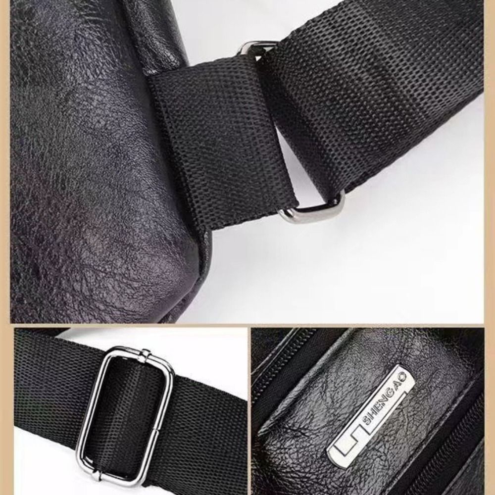 カジュアル PU レザーメンズメッセンジャーバッグブラックブ - Coffee Equipment Travel Bag のレビューと価格